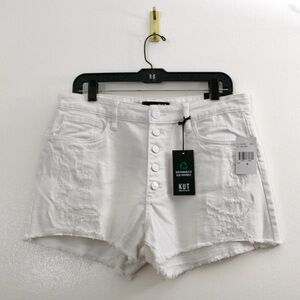 Kut from the Kloth White Denim Distressed Large Shorts